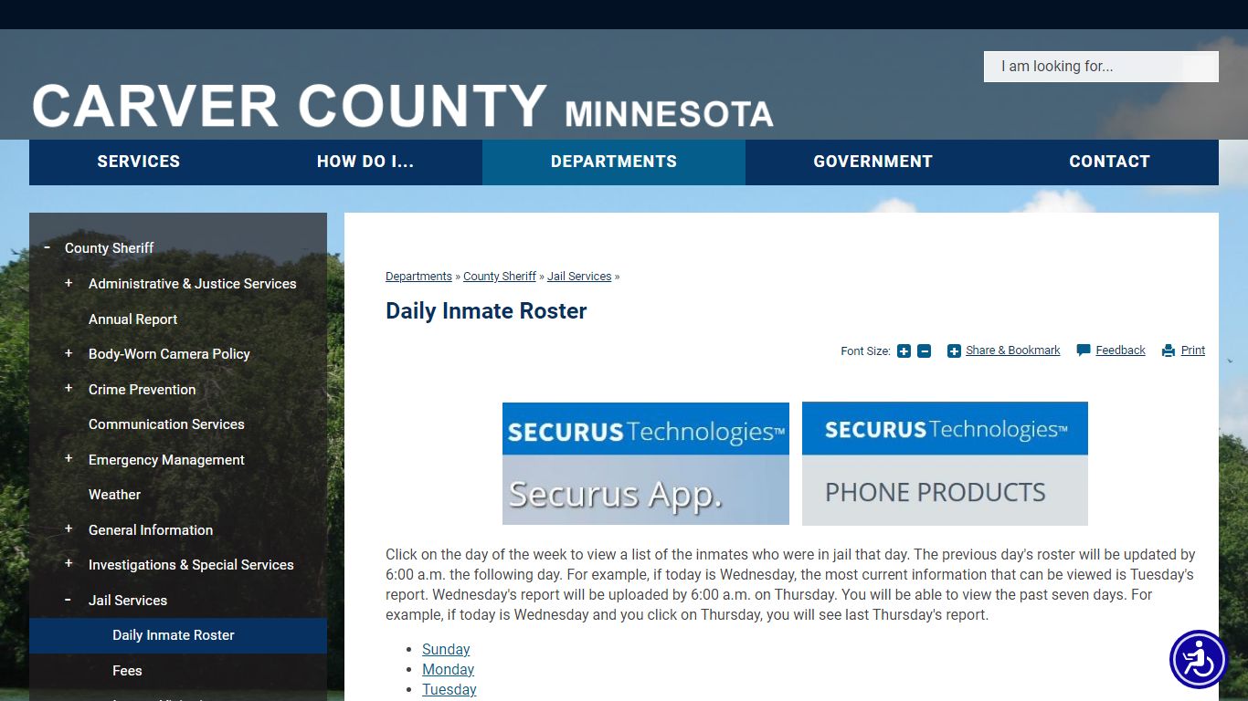 Daily Inmate Roster | Carver County, MN