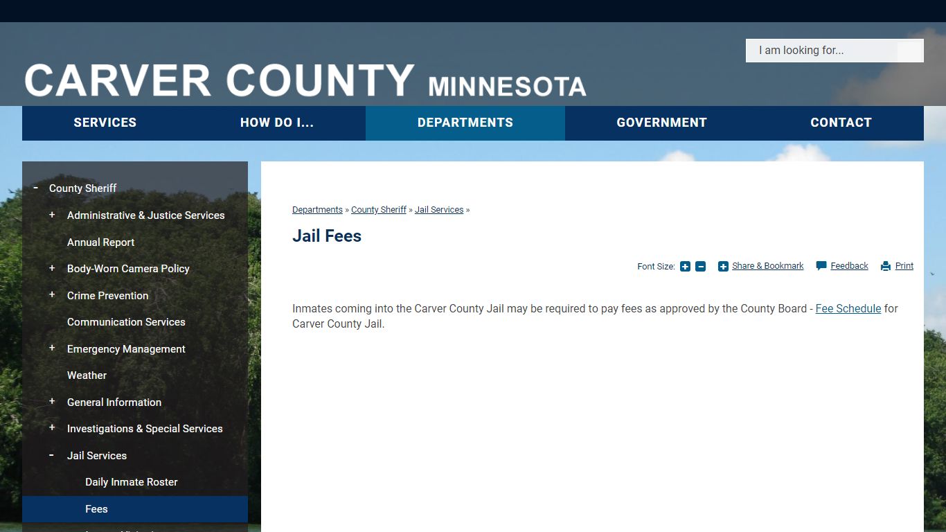 Jail Fees | Carver County, MN